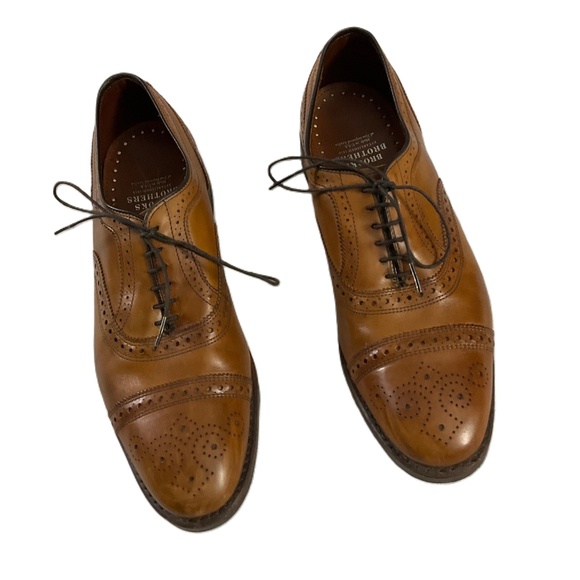 Brooks Brothers Brown Cap Toe Brogue Oxford‎ Dress Shoes Mens Size 8.5 - Picture 1 of 8